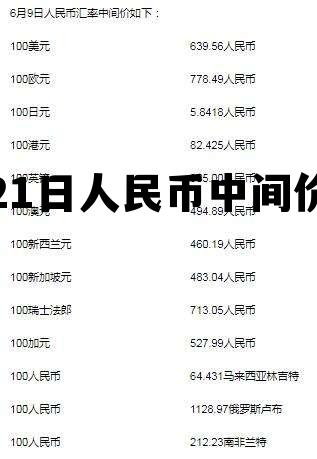 3月21日汇率中间价 21日人民币中间价 3月21日汇率中间价 21日人民币中间价